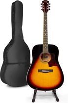 Akoestische gitaar voor beginners - MAX SoloJam Western gitaar - Incl. gitaar standaard, gitaar stemapparaat, gitaartas en 2x plectrum - Sunburst
