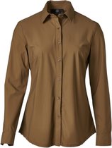 Dames blouse lange mouwen travelstof met klassieke kraag - legergroen | Maat L