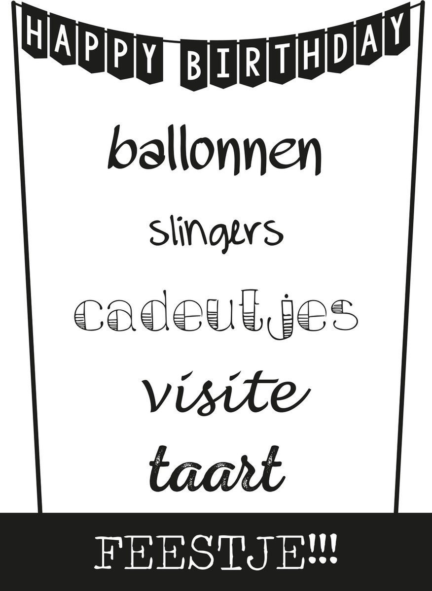 Uitnodiging feestje | Slingers - Uitnodigingskaarten - wenskaarten | 10 stuks incl. envelop