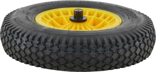 Kruiwagenwiel FORT SMB, kunststof velg Geel, profielband met binnenband, aslengte 130 mm en Ø 20mm van Fort — afbeelding 2