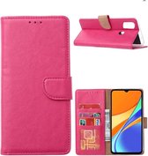 LuxeBass Hoesje geschikt voor Xiaomi Redmi 9C - Bookcase Roze - portemonnee hoesje - telefoonhoes - gsm hoes - telefoonhoesjes