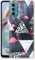 Leuk TPU Back Cover Motorola Moto G60 GSM Hoesje Doorzichtig Flamingo Triangle