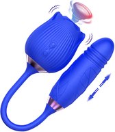 GAVURY BLUE PRIME VIBRATOR – Mannen en Vrouwen -  Zuigt en Stotend – 10 Vibratie Standen – Blauwe Siliconen Luchtdrukvibrator - Clitoris Stimulator – Intense Sex Orgasme – Thrustin