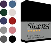 Sleeps Jersey Hoeslaken - Zwart Lits-Jumeaux 200x200/220 cm - 100% Katoen - Hoge Hoek - Heerlijk Zacht Gebreid - - Strijkvrij - Rondom elastiek - Stretch -