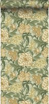 ESTAhome behang vintage bloemen groen, beige en okergeel - 139379 - 50 x 900 cm