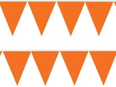 2x stuks oranje vlaggenlijn slinger 5 meter - EK/WK - Koningsdag oranje supporter artikelen