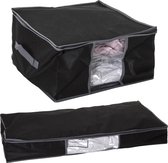 Set van 2x dekbed/kussen opberghoezen zwart met vacuumzak - 40 x 40 x 25 cm en 98 x 45 x 15 cm