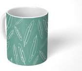 Mok - Koffiemok - Veren - Blauw - Wit - Boho - Patronen - Mokken - 350 ML - Beker - Koffiemokken - Theemok