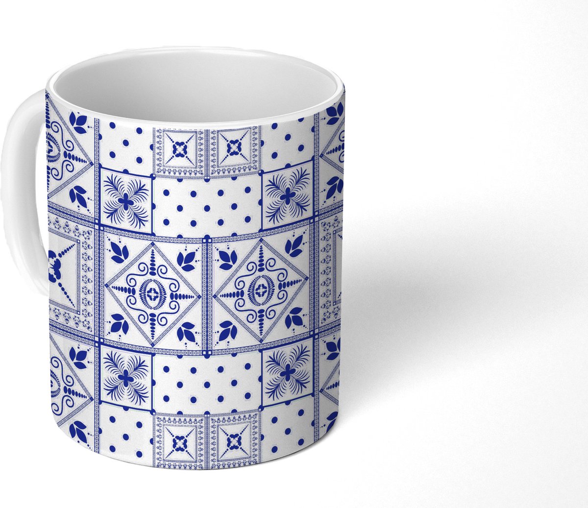 Mok - Koffiemok - Tegels - Patronen - Delfts Blauw - Mokken - 350 ML - Beker - Koffiemokken - Theemok