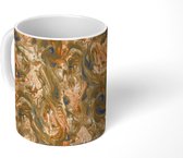 Mok - Verf - Bruin - Oranje - Marmer print - Design - Mokken - 350 ML - Beker - Uitdeelcadeautjes