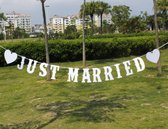 JUST MARRIED slinger | vlaggenlijn | Huwelijk - Feest - Jubileum - Bruiloft - Wedding - Geregistreerd partnerschap