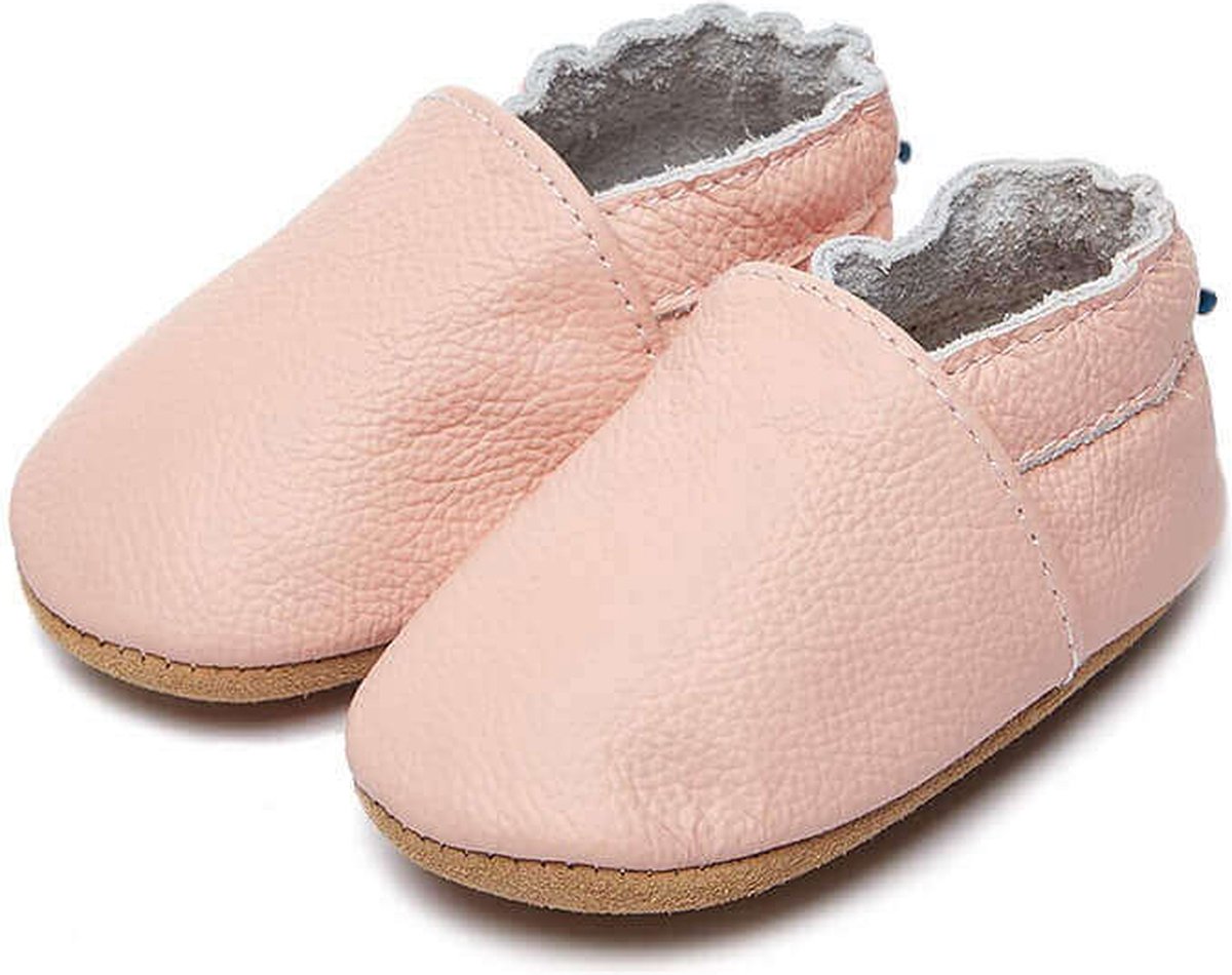 Steppies Babyslofjes Leer - Babyroze - Maat 16-17 (0-6 maanden, 11 cm) - met Suède Zool