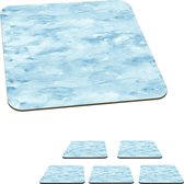 Onderzetters voor glazen - Waterverf - Blauw - Patroon - 10x10 cm - Glasonderzetters - 6 stuks