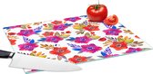 Planche à découper en Verres - 39x28 - Aquarelle - Fleurs - Violet - Planches à découper en Glas