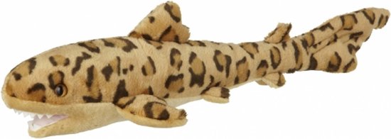 Nature Planet pluche dieren knuffel Luipaard Haai - 50 cm - zeedieren knuffels - haaien - bruin mix
