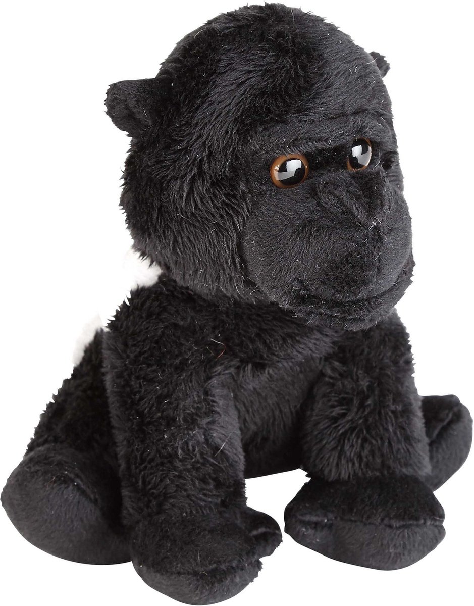 Ravensden pluche knuffel dier Gorilla aap - zwart - 15 cm - Speelgoed apen knuffelbeesten