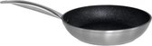 braadpan 25 cm staal/aluminium zwart/zilver