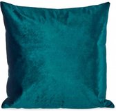 decoratiekussen 60 x 60 x 18 cm fluweel petrolblauw
