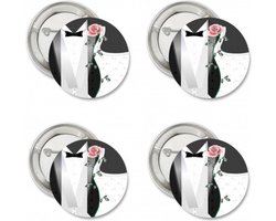 10 Buttons Classic Wedding Guest met speld aan de achterzijde - button - corsage - trouwen - huwelijk - bruiloft