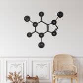 Wanddecoratie |Caffeine Molecule  decor | Metal - Wall Art | Muurdecoratie | Woonkamer |Zwart| 75x72cm