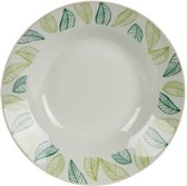 pastabord Hojas 20,6 x 4 cm porselein wit/groen