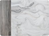 placemats Marble 30 x 23 cm kurk wit/grijs 6 stuks