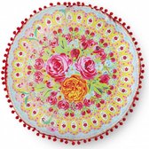 sierkussen rond Happiness 55 cm polyester roze/beige