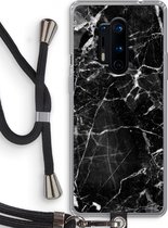 Case Company® - OnePlus 8 Pro hoesje met Koord - Zwart Marmer - Telefoonhoesje met Zwart Koord - Bescherming aan alle Kanten en Over de Schermrand