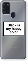 Case Company® - Samsung Galaxy A21s hoesje - Black is my happy color - Soft Cover Telefoonhoesje - Bescherming aan alle Kanten en Schermrand