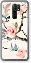 Case Company® - Xiaomi Redmi 9 hoesje - Japanse bloemen - Soft Cover Telefoonhoesje - Bescherming aan alle Kanten en Schermrand