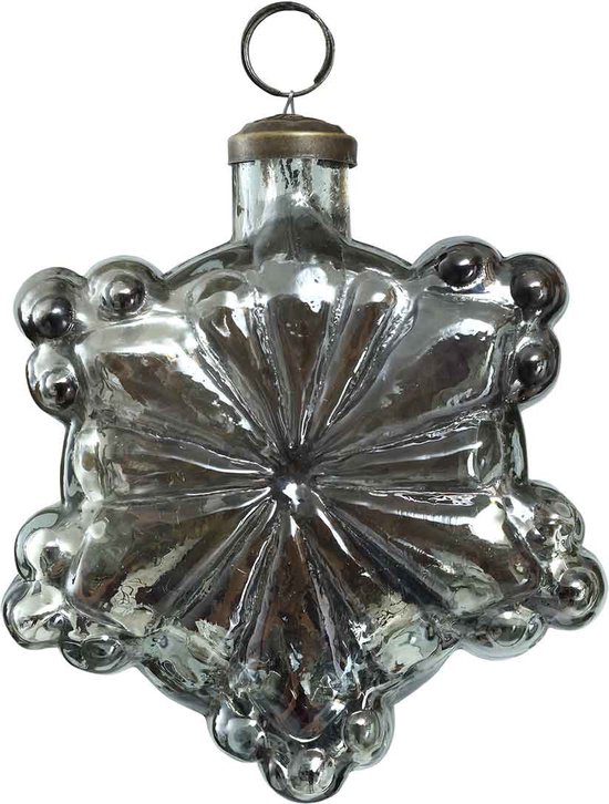 PTMD Quinty Ster Kerstbal Antiek 12 x 12 x 12 cm Glas Grijs