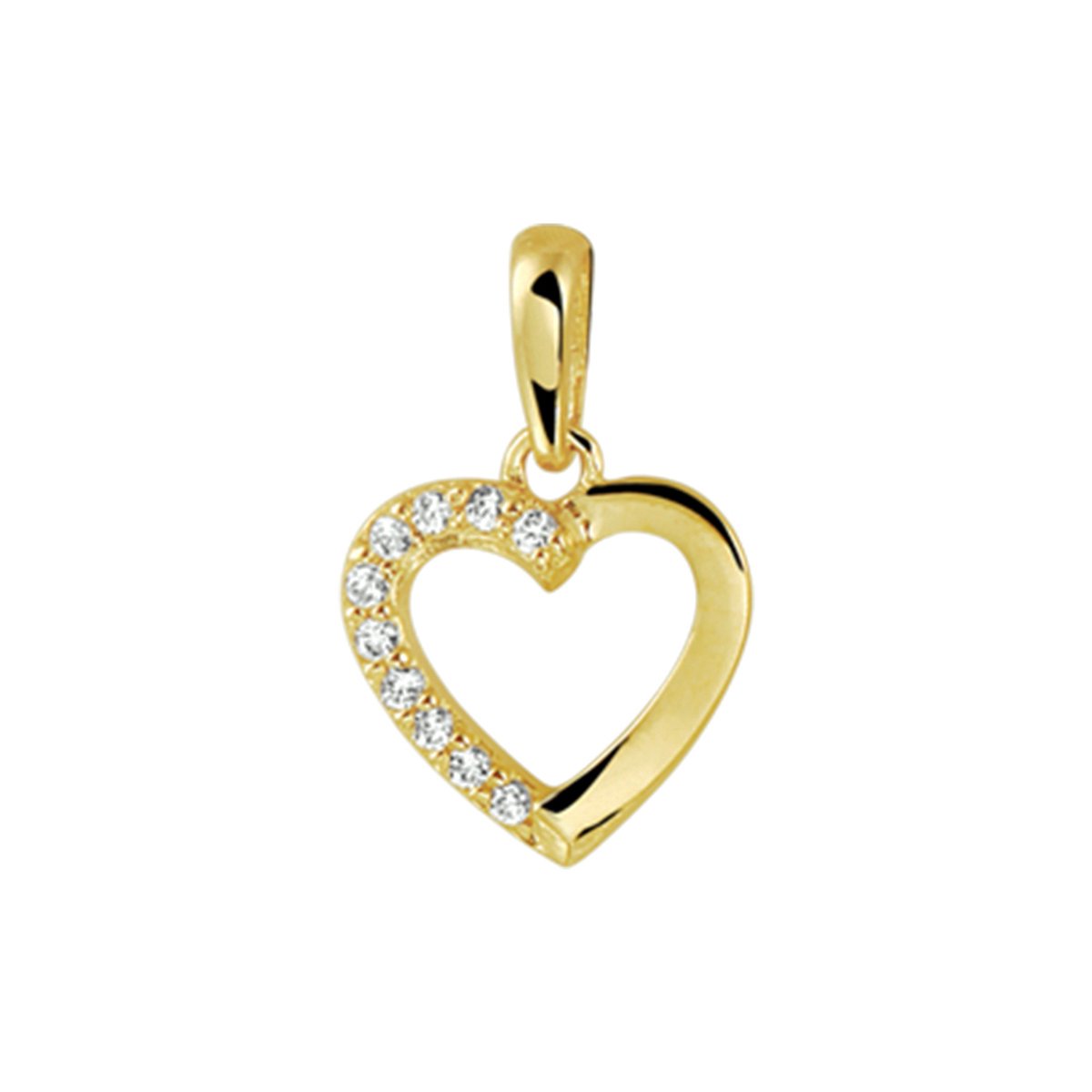 The Jewelry Collection Hanger Hart Zirkonia - Goud