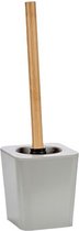 toiletborstel en -houder 39 x 11,5 cm bamboe/RVS grijs