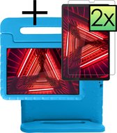 Lenovo Tab P11 Hoes Kinder Hoesje Kids Case Met 2x Screenprotector Glas - Blauw