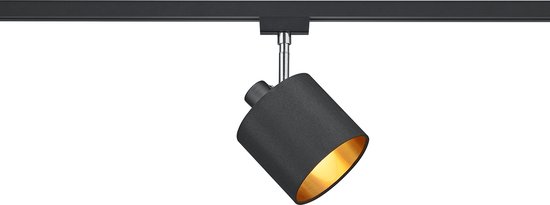 Éclairage sur rail LED - Spot sur rail - Trion Dual Torry - 2 phases - Raccord E14 - Rond - Zwart/ Or - Textile