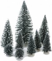 decoratie-kerstbomen groen/wit 9-delig