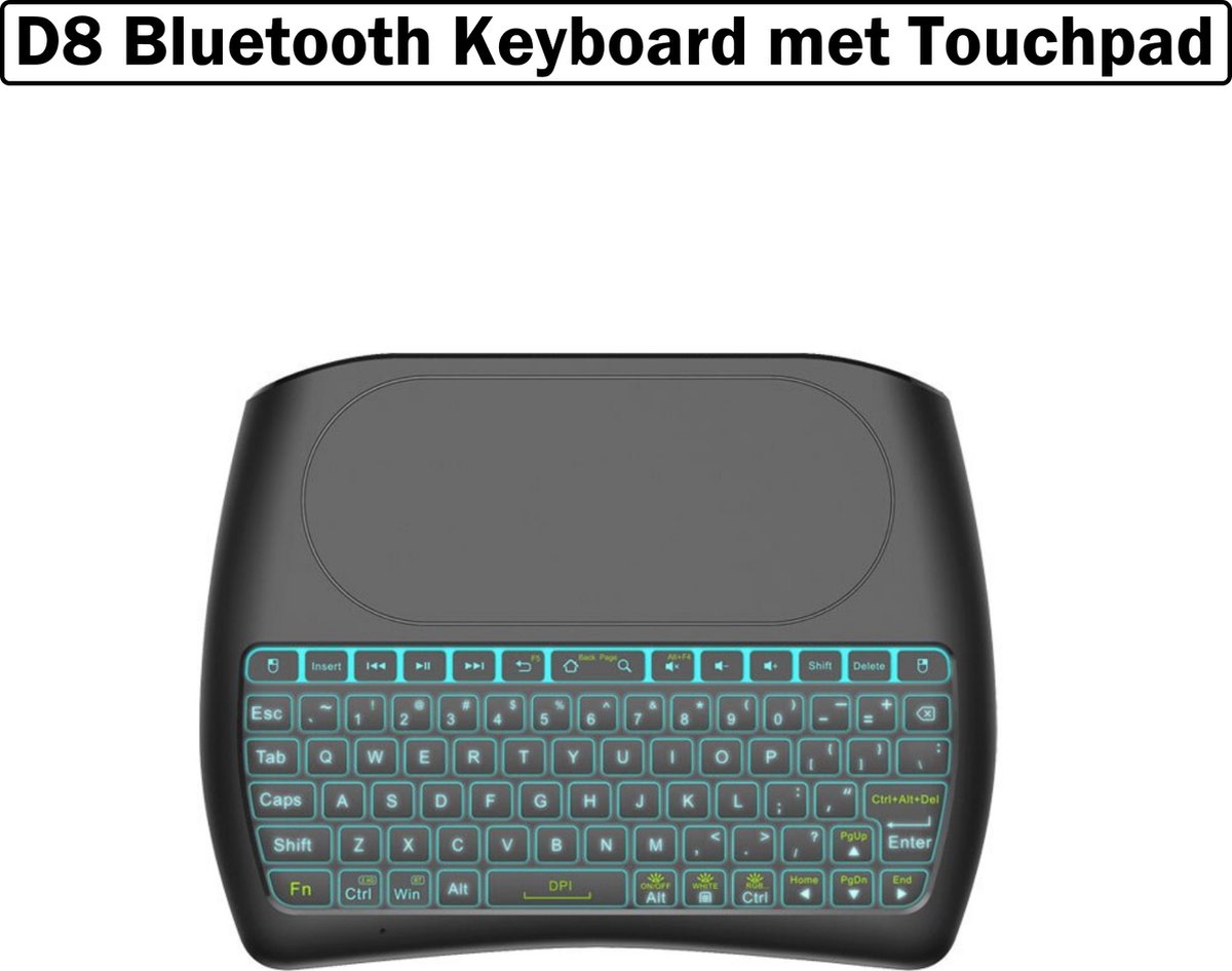 D8 Bluetooth Keyboard met Touchpad | Verlicht toetsenbord