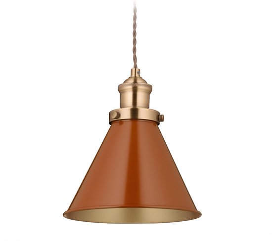 Relaxdays hanglamp industrieel - retro pendellamp - ronde eettafellamp - metalen lamp hal - rood