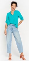 LOLALIZA Tetra blouse - Turquoise - Maat 48