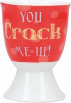 eierdop You Crack Me Up! 5 x 7 cm porselein wit/rood