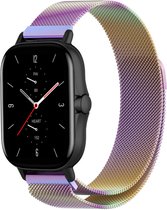 Stalen, Milanees Smartwatch bandje - Geschikt voor  Amazfit GTS 2 Milanese band - regenboog - Strap-it Horlogeband / Polsband / Armband