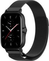 Stalen, Milanees Smartwatch bandje - Geschikt voor  Amazfit GTS 2 Milanese band - zwart - Strap-it Horlogeband / Polsband / Armband