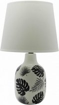 tafellamp Tropical Jungle 42 cm keramiek wit/zwart