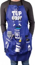 schort Top Chef heren polyester blauw one-size