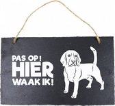 waakbord Beagle 15 x 25 cm leisteen zwart