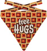 hondenhalsdoek Free hugs polyester oranje maat L