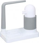 keukenopberger/zeepdispenser 20x12x20 cm grijs/wit