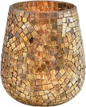 Lanterne / bougeoir design en Verres dans la couleur or champagne mosaïque avec taille 15 x 13 cm. Pour les bougies chauffe-plat