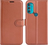 Motorola Moto G71 Hoesje - MobyDefend Kunstleren Wallet Book Case - Bruin - GSM Hoesje - Telefoonhoesje Geschikt Voor: Motorola Moto G71
