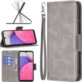 Samsung Galaxy A33 Hoesje - MobyDefend Wallet Book Case Met Koord - Grijs - GSM Hoesje - Telefoonhoesje Geschikt Voor: Samsung Galaxy A33